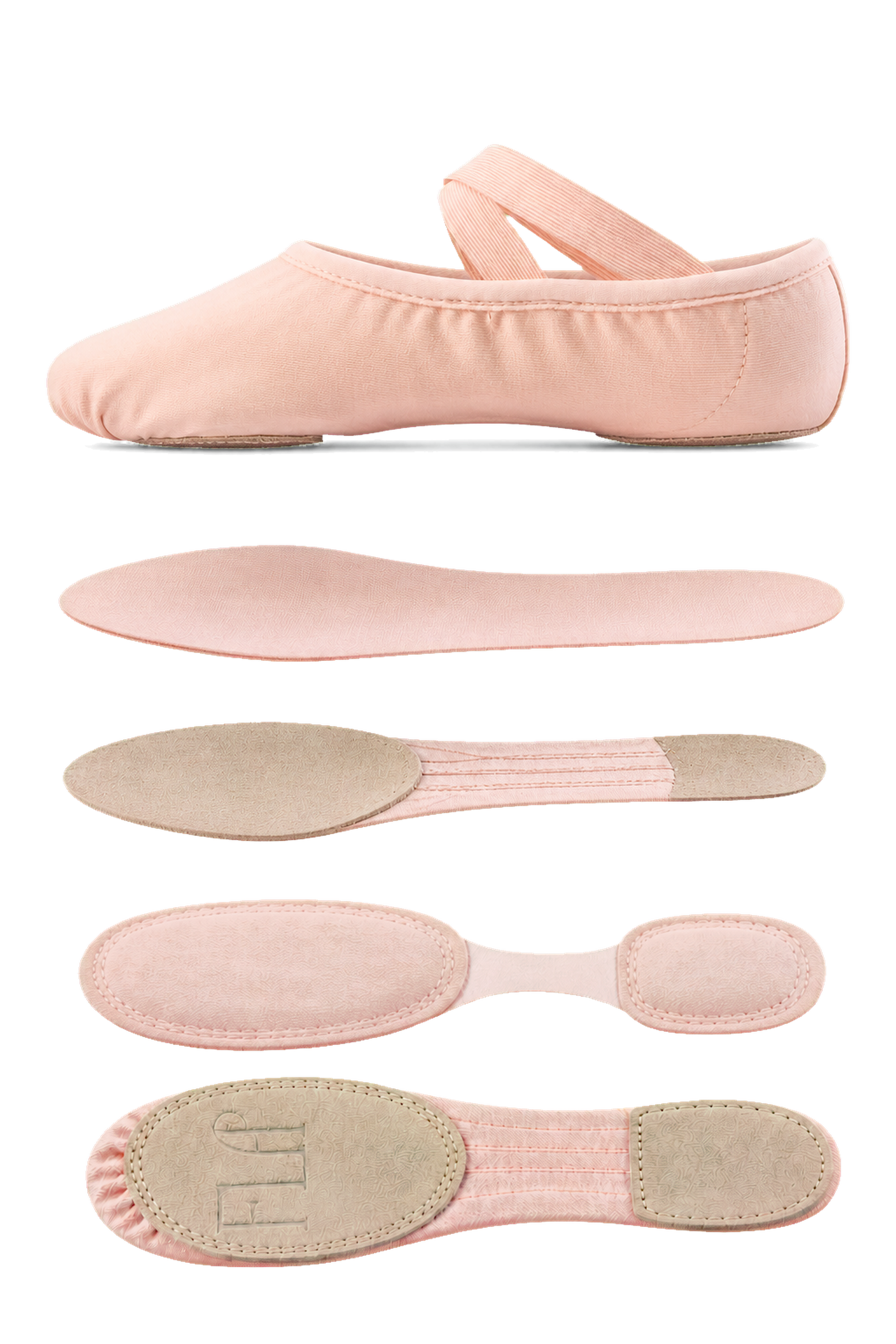 FLA Forme cushioned soft-sole ballet shoe exploded construction