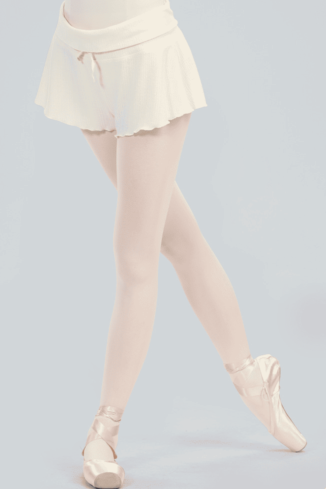 High-Waist Ribbed Wrap-Skirt Shorts – Built-In Coverage with Elegant Drape
