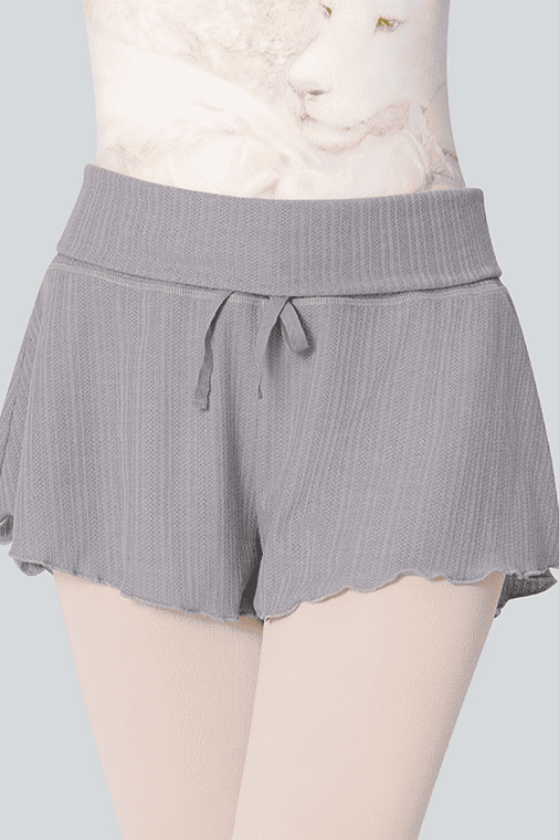 High-Waist Ribbed Wrap-Skirt Shorts – Built-In Coverage with Elegant Drape