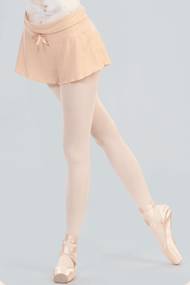 High-Waist Ribbed Wrap-Skirt Shorts – Built-In Coverage with Elegant Drape