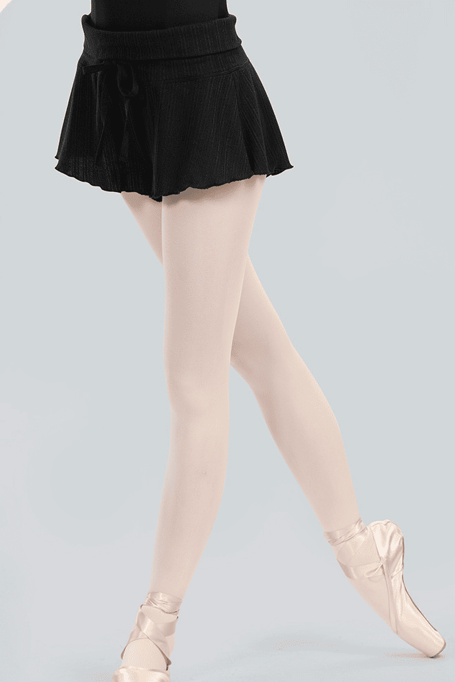 High-Waist Ribbed Wrap-Skirt Shorts – Built-In Coverage with Elegant Drape